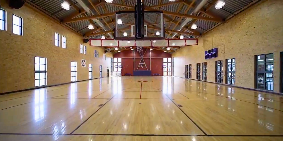 Basketball court inside Reunion's Rec Center.