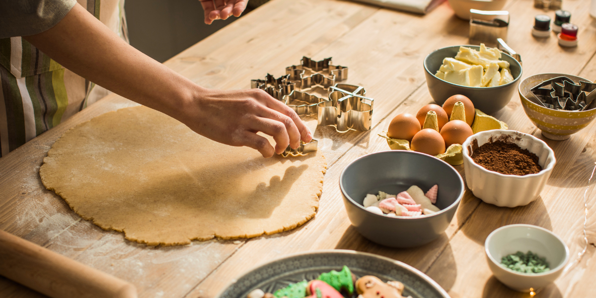 Holiday baking station setup. 